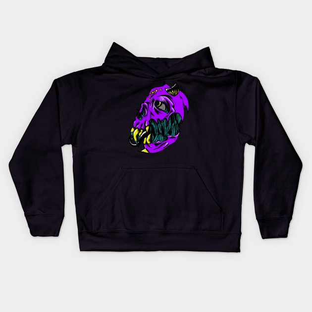 Regal Purple Demon Skull Kids Hoodie by PoesUnderstudy